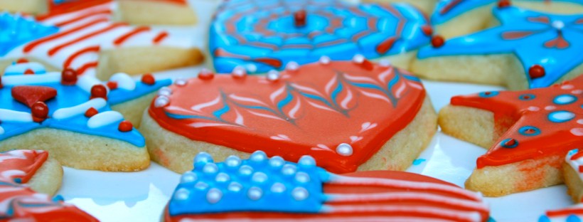 Patriotic 4th of July red white and blue sugar cookies