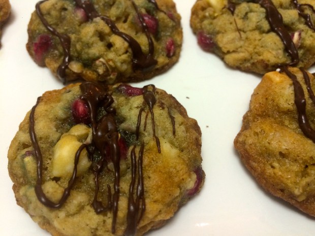 Yummy Oatmeal Cookies with Pomegranate and Chocolate