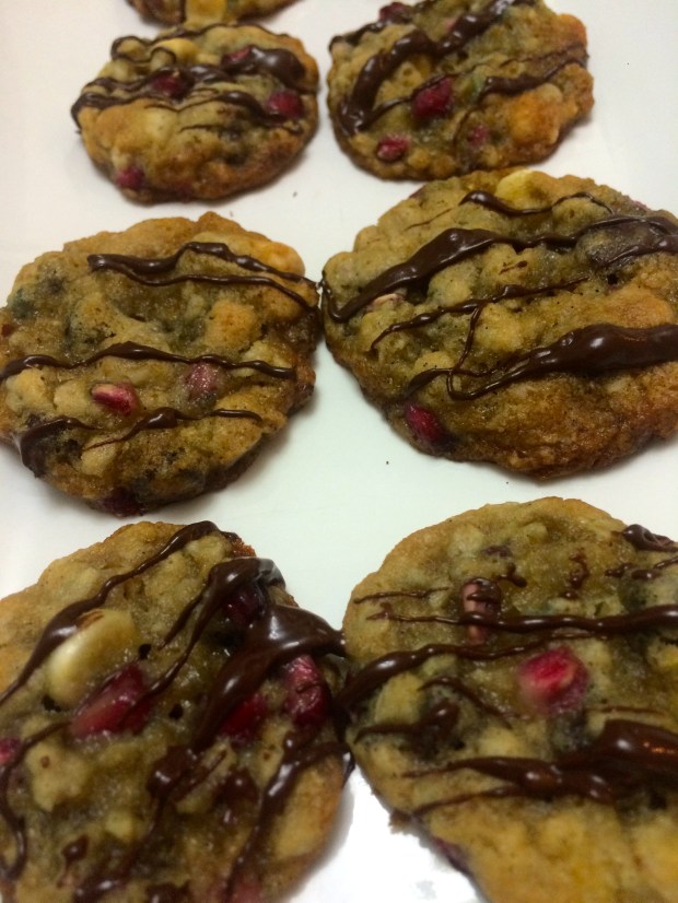 Chewy chocolate chunk Pumegranate Cookies